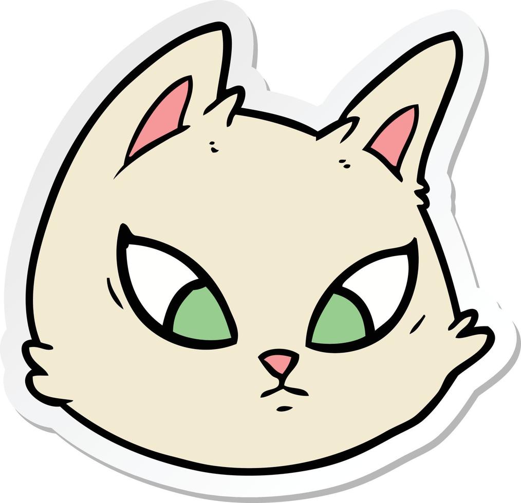 sticker of a cartoon cat face vector
