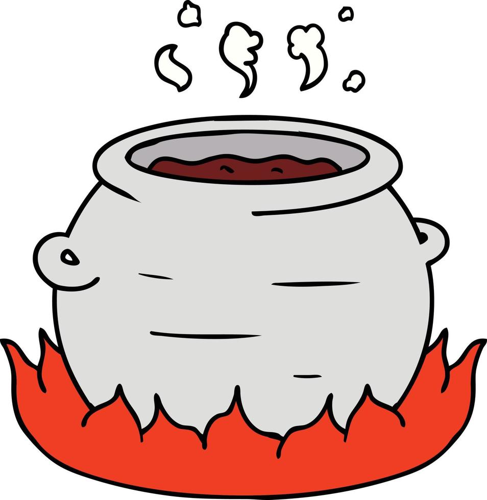 cartoon doodle of a pot of stew vector