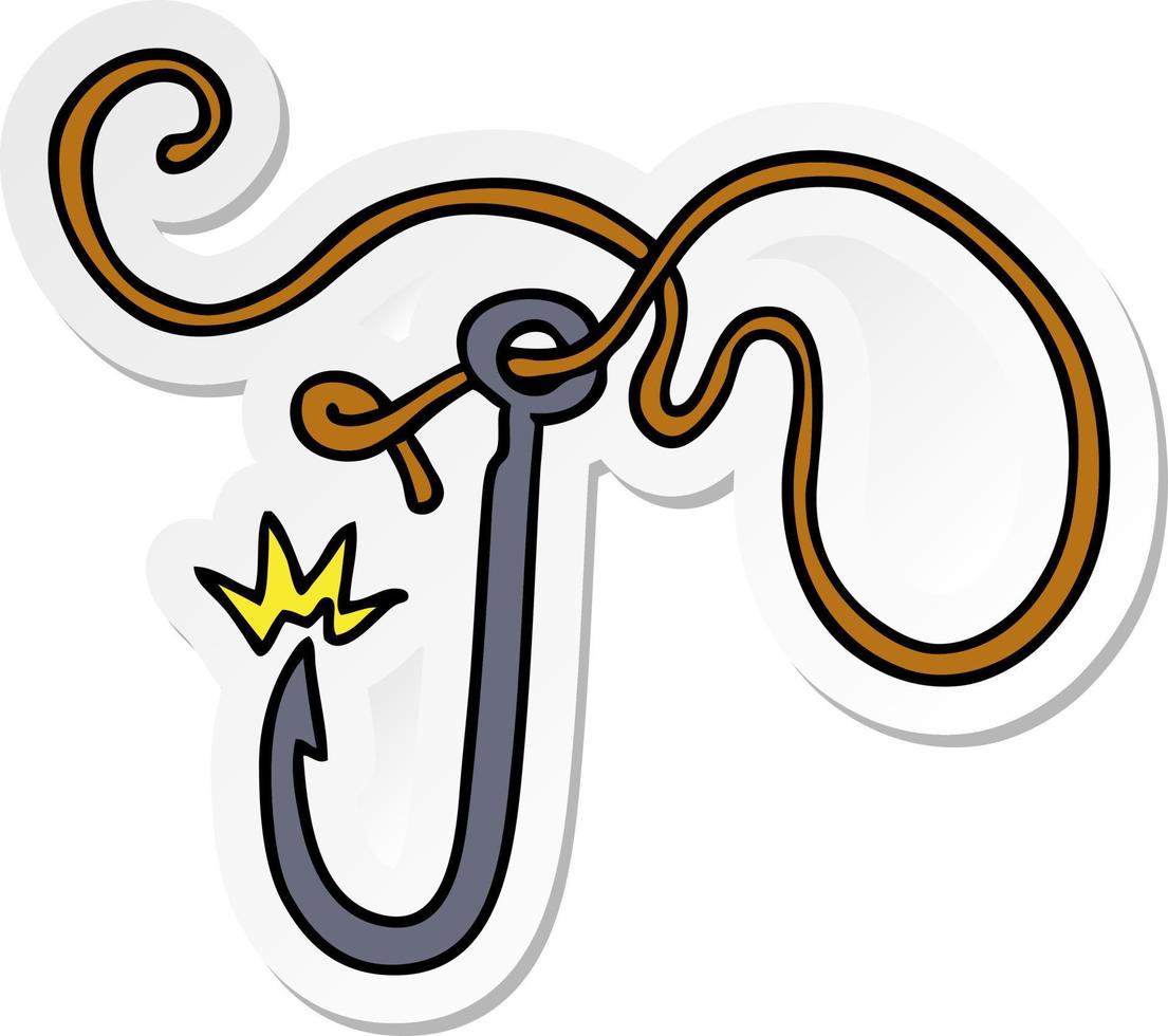 sticker cartoon doodle of a sharp fishing hook vector