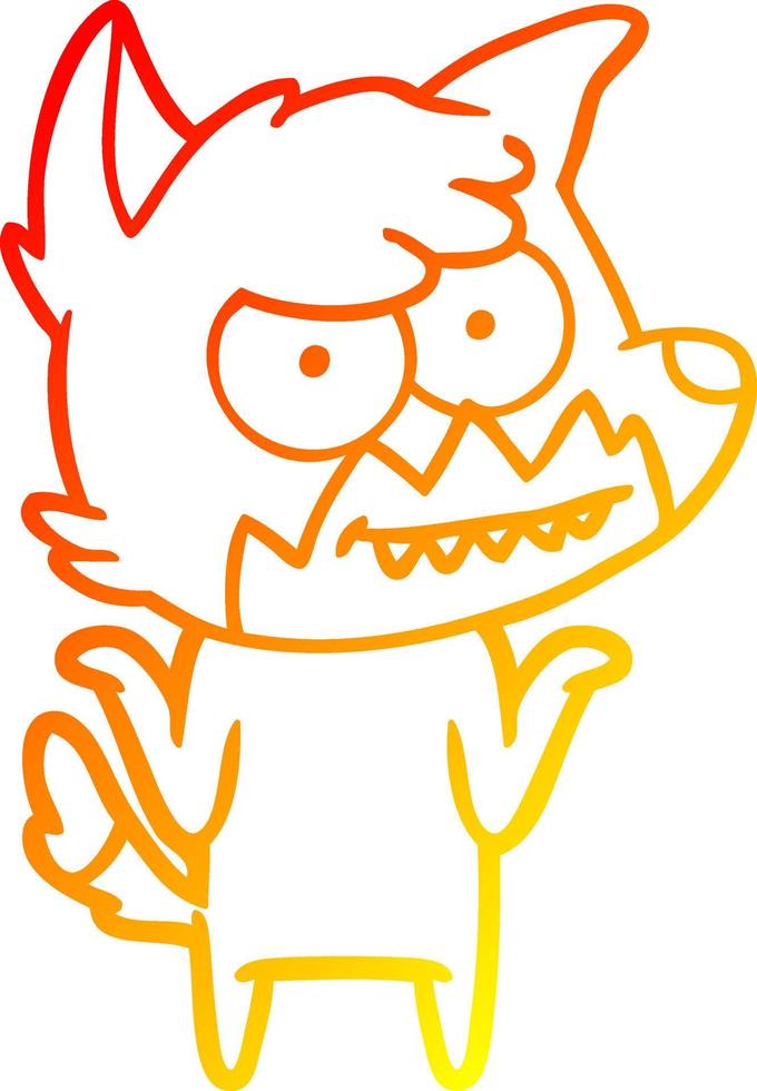 warm gradient line drawing cartoon grinning fox vector