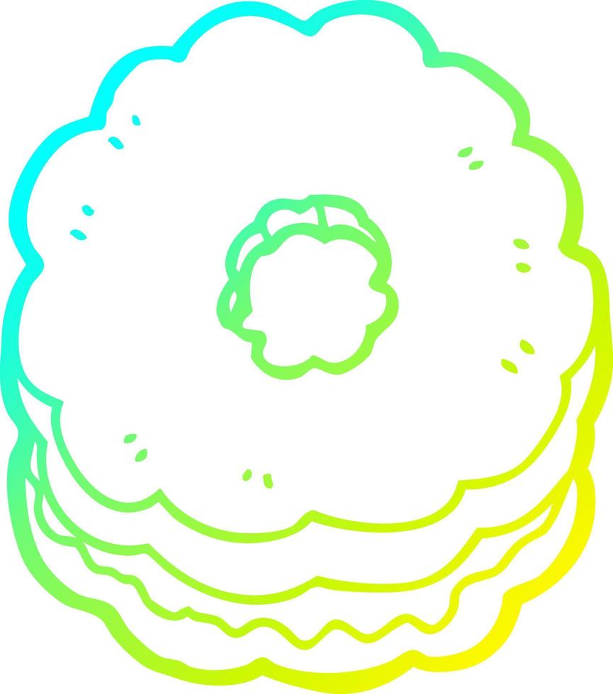 cold gradient line drawing cartoon biscuit vector