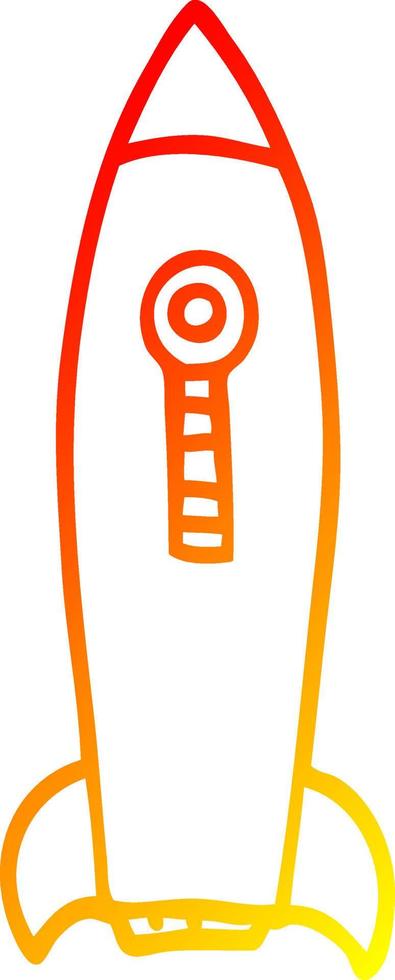 warm gradient line drawing cartoon space rocket vector