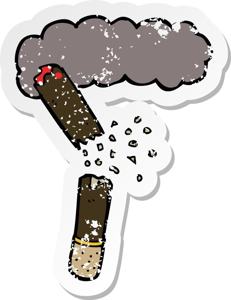 retro distressed sticker of a cartoon broken cigar vector