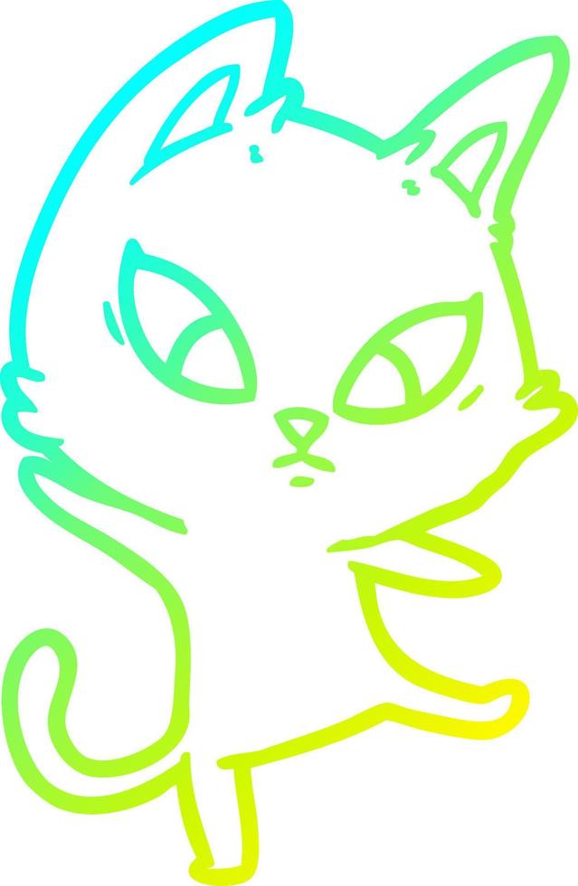 cold gradient line drawing confused cartoon cat vector
