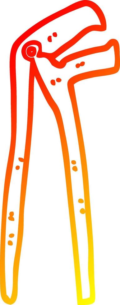 warm gradient line drawing cartoon plumbers wrench vector