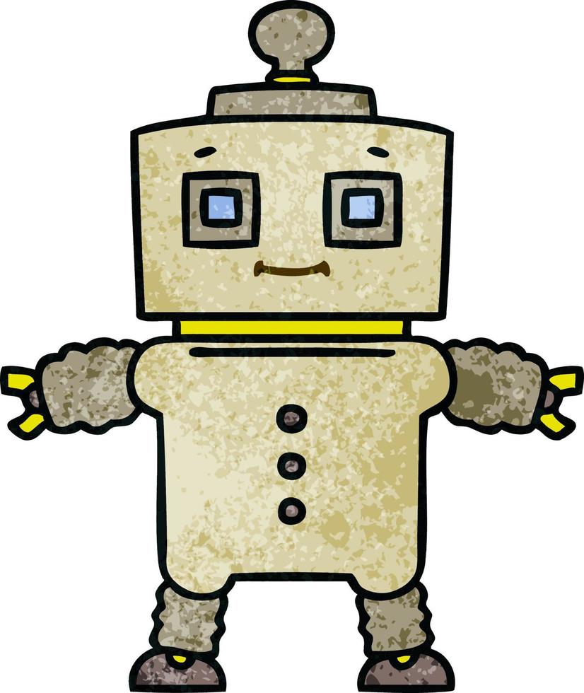 quirky hand drawn cartoon robot vector