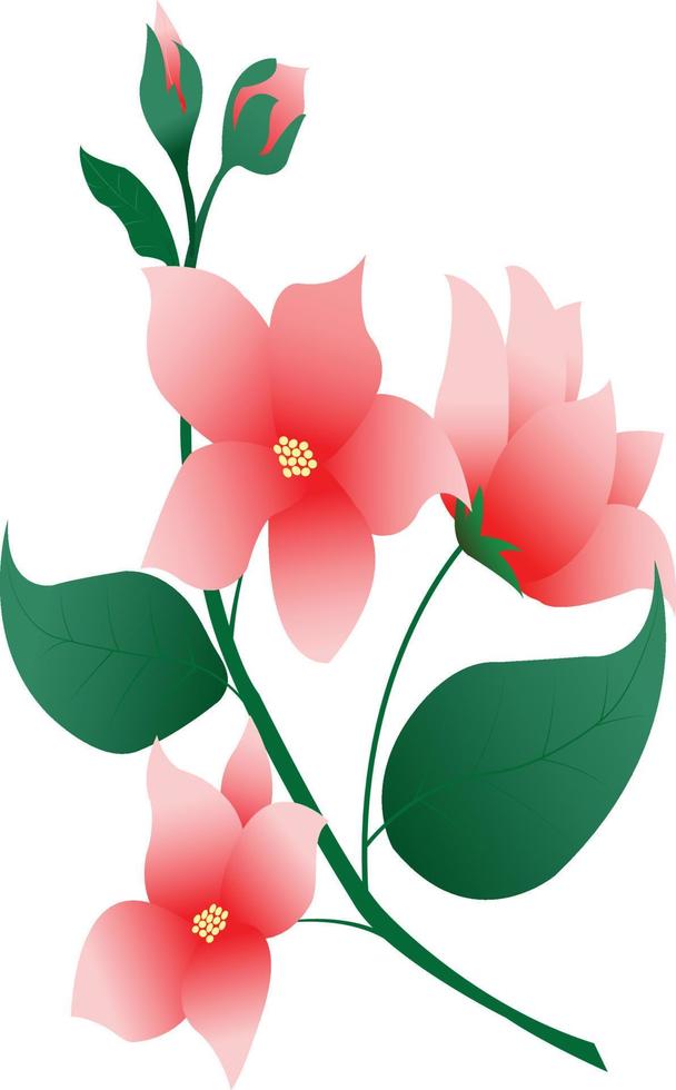 A bunch of red flowers isolated on background. Greeting card. vector