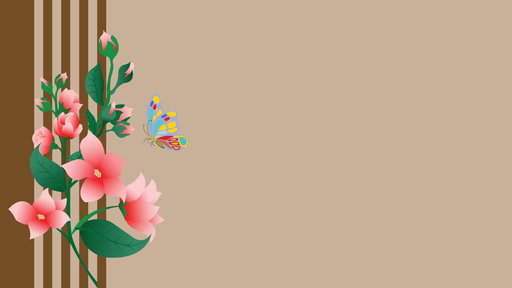 un ramo de flores rojas sobre listones de madera con mariposas. vector