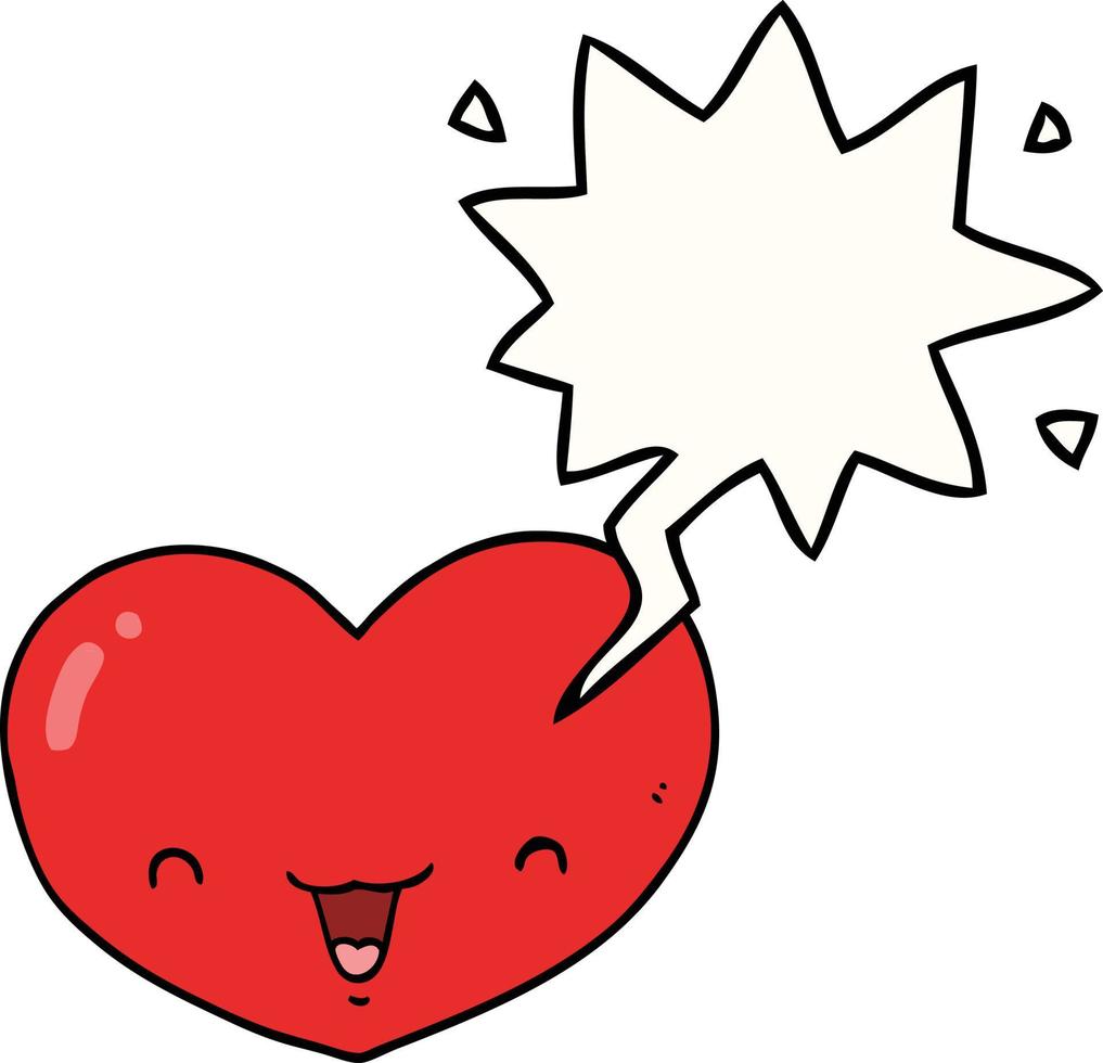 cartoon love heart character and speech bubble vector