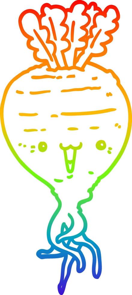 rainbow gradient line drawing cartoon turnip vector