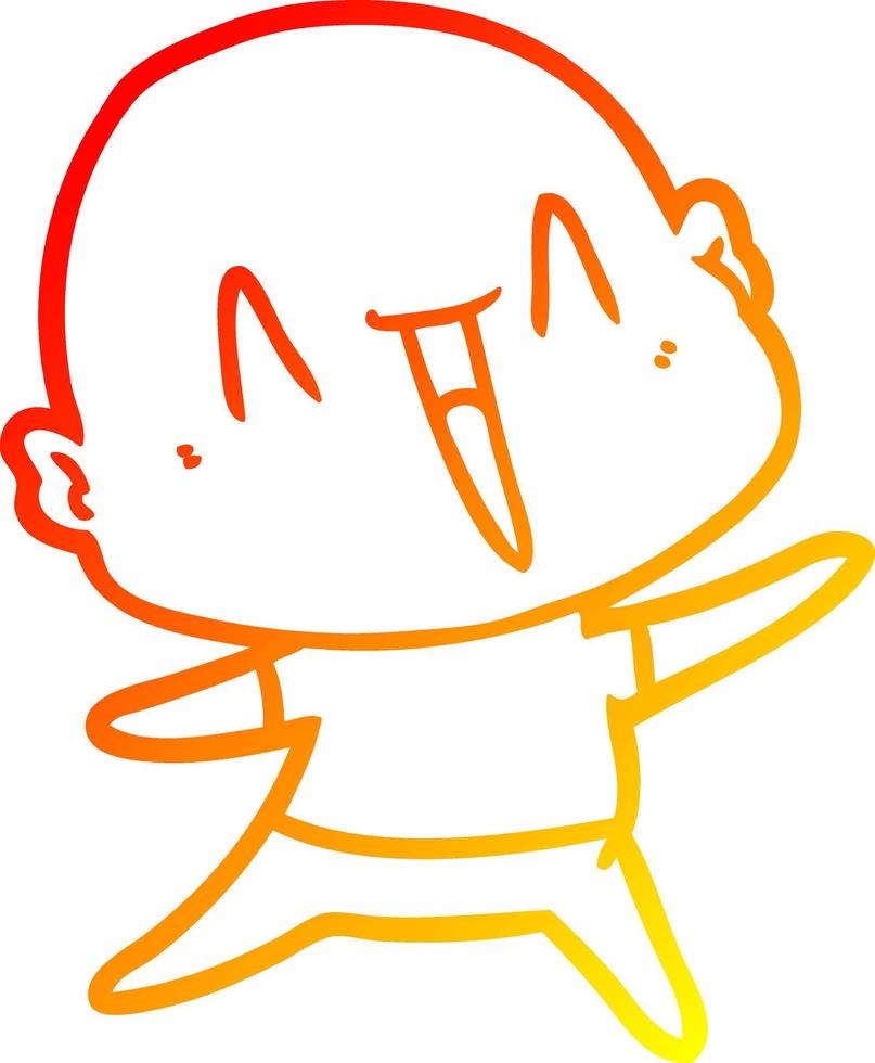 warm gradient line drawing happy cartoon bald man vector