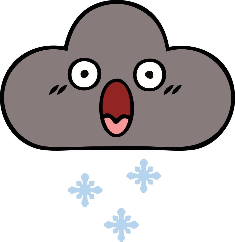 cute cartoon storm snow cloud vector