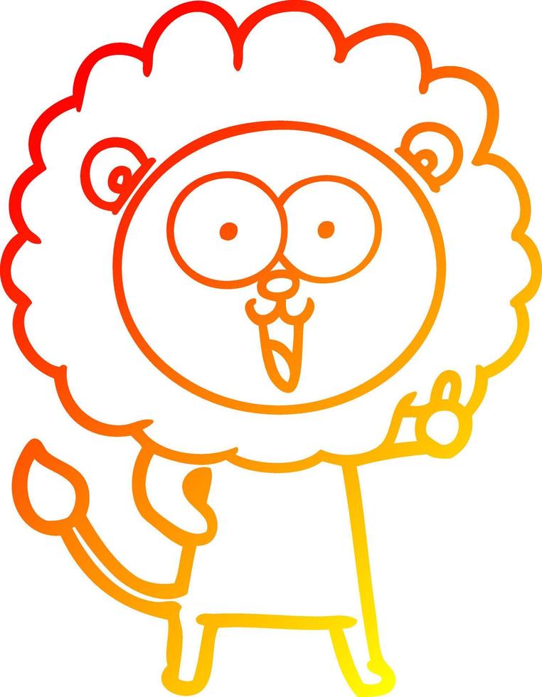 warm gradient line drawing happy cartoon lion vector