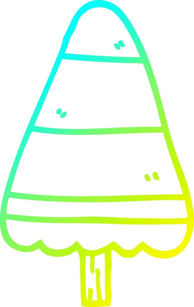 cold gradient line drawing cartoon christmas tree vector