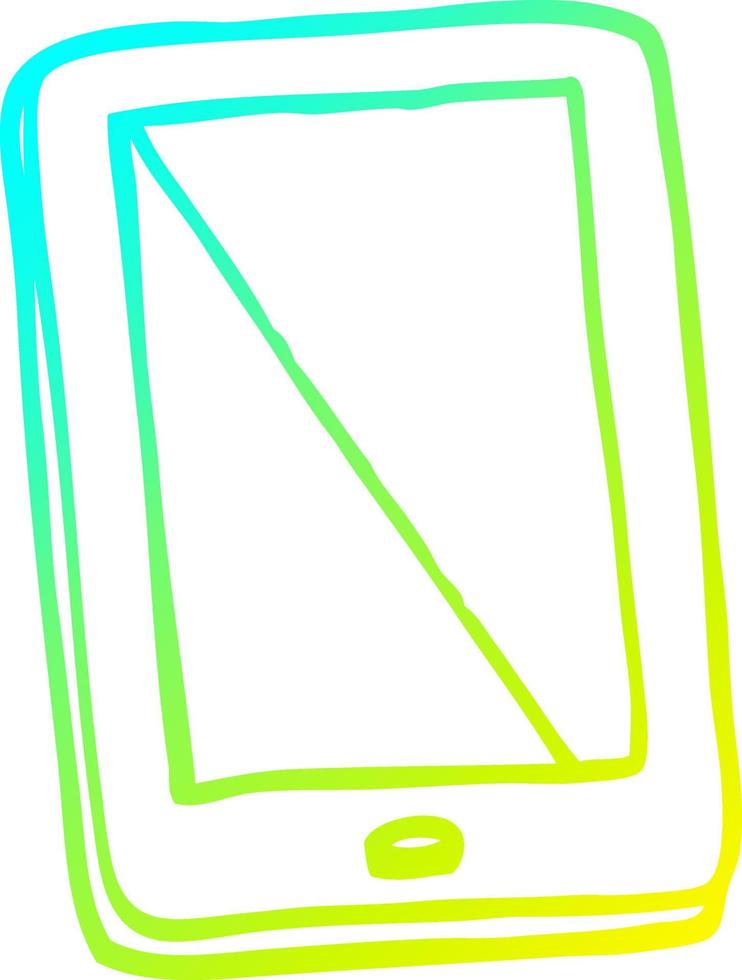 cold gradient line drawing cartoon computer tablet vector