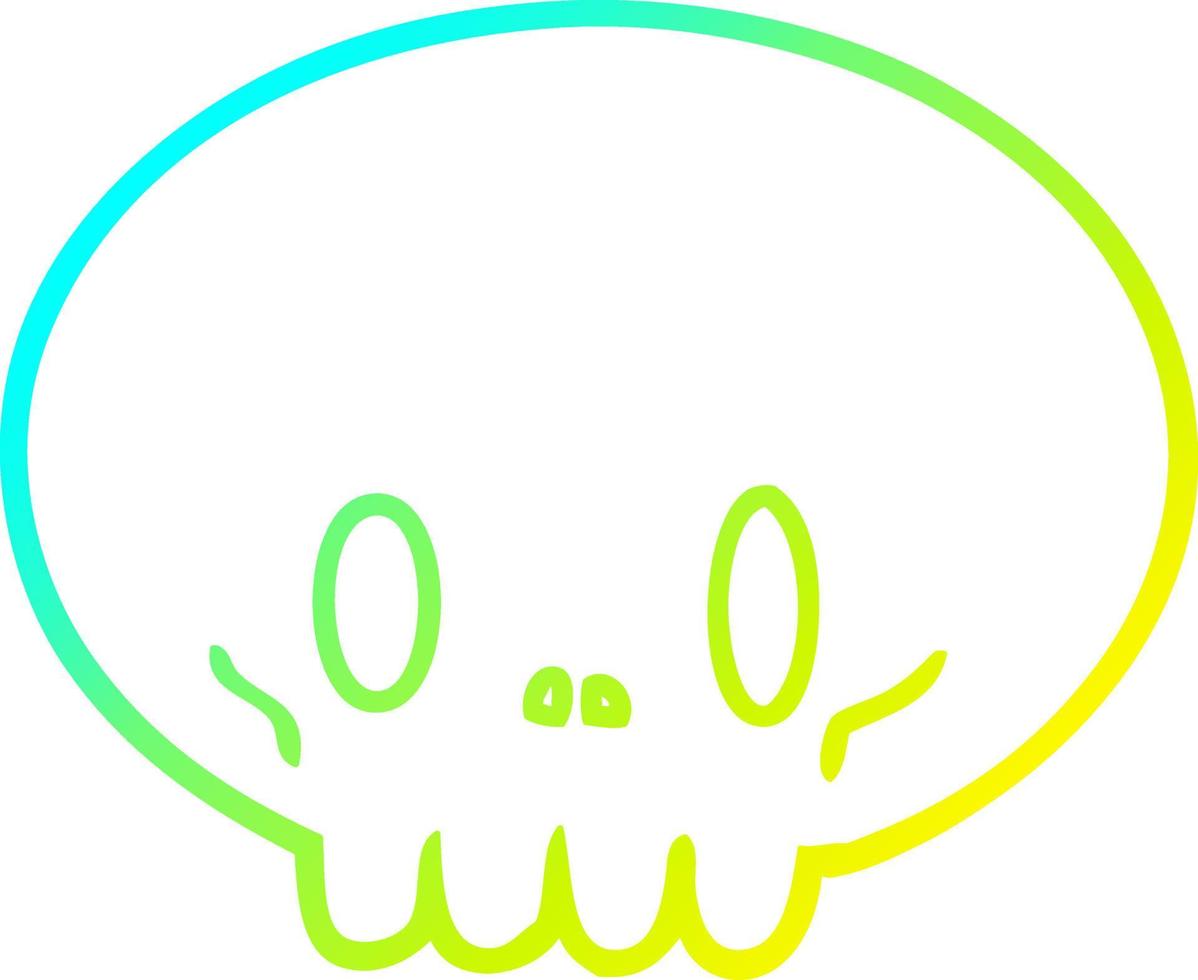 cold gradient line drawing cartoon skull vector