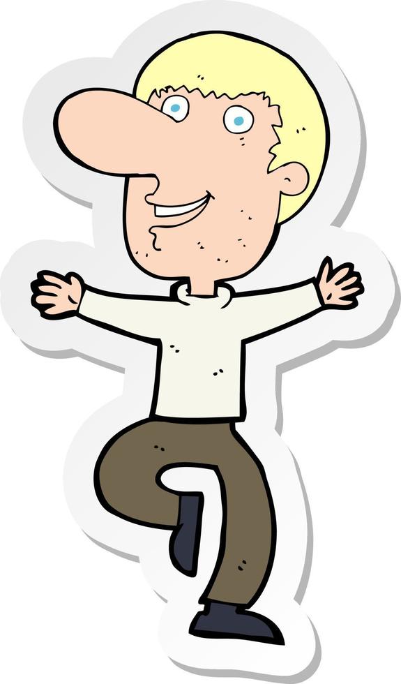 sticker of a cartoon happy man vector