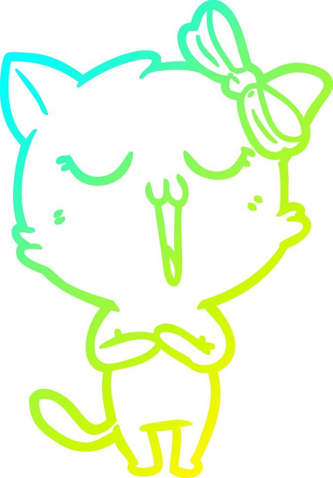 cold gradient line drawing cartoon cat vector