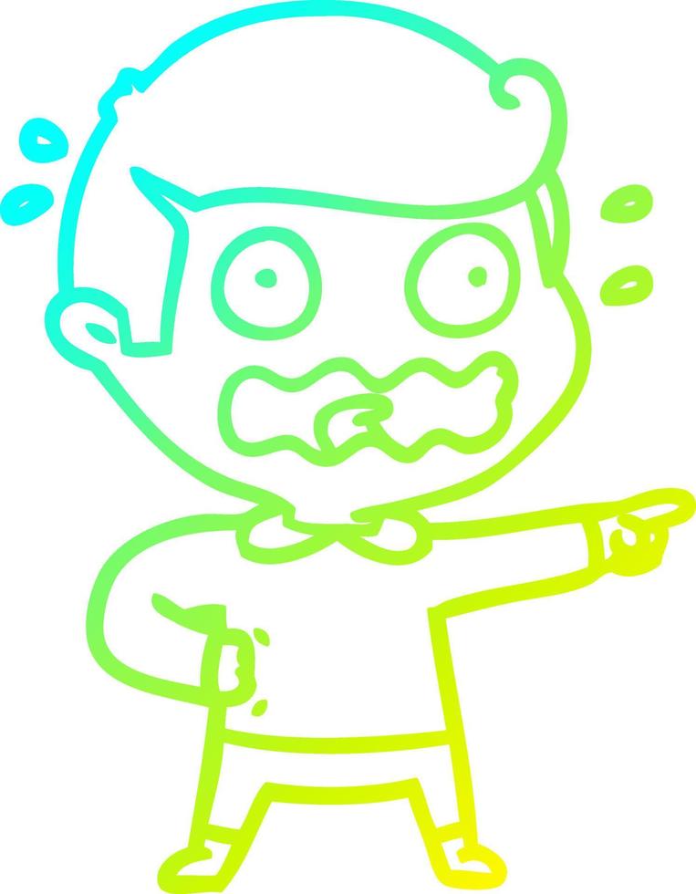 cold gradient line drawing cartoon stressed out pointing vector