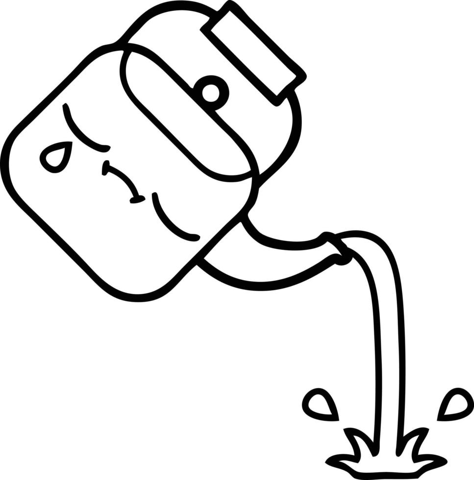 line drawing cartoon pouring kettle vector