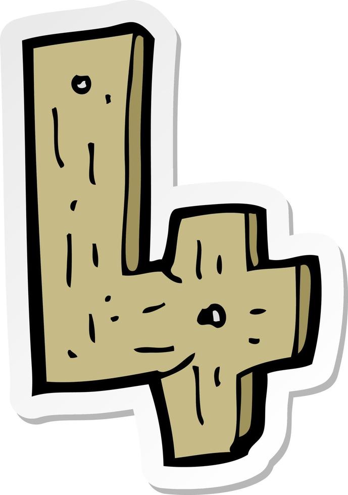 sticker of a cartoon wooden number vector