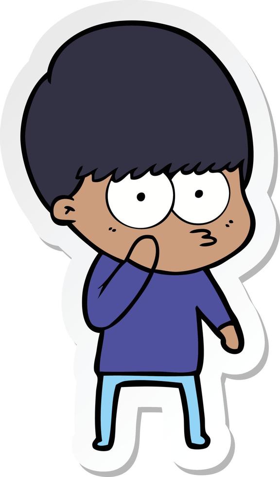 sticker of a curious cartoon boy vector