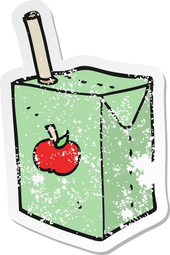 distressed sticker of a cartoon apple juice box vector