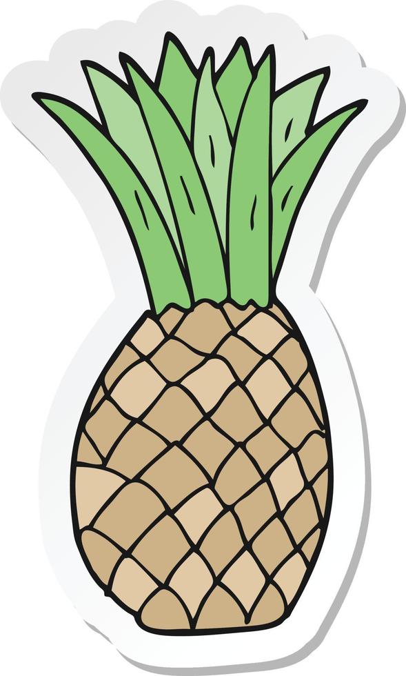 sticker of a cartoon pineapple vector