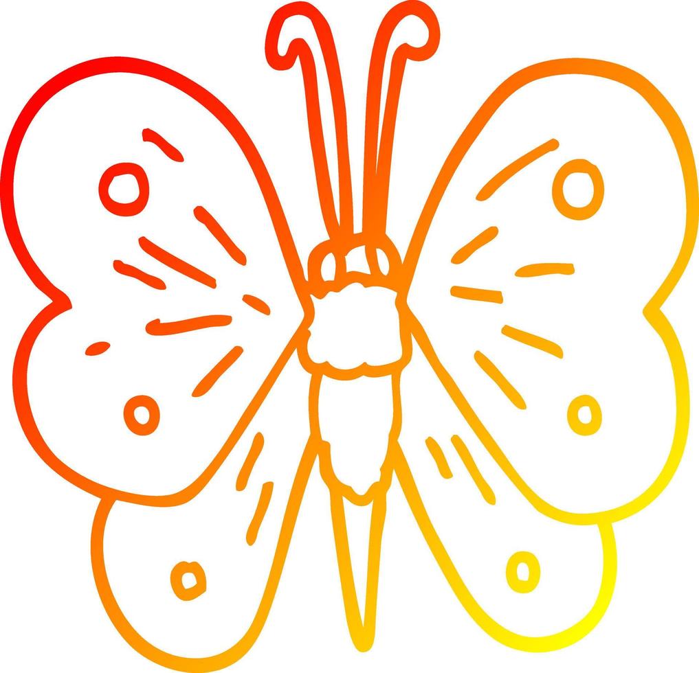 warm gradient line drawing cartoon butterfly vector