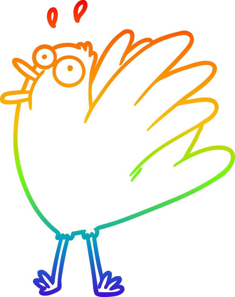 rainbow gradient line drawing cartoon bird squawking vector