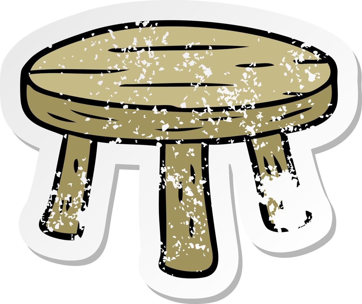 distressed sticker of a cartoon small stool vector