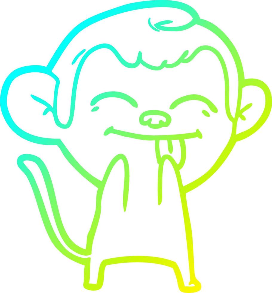 cold gradient line drawing funny cartoon monkey vector