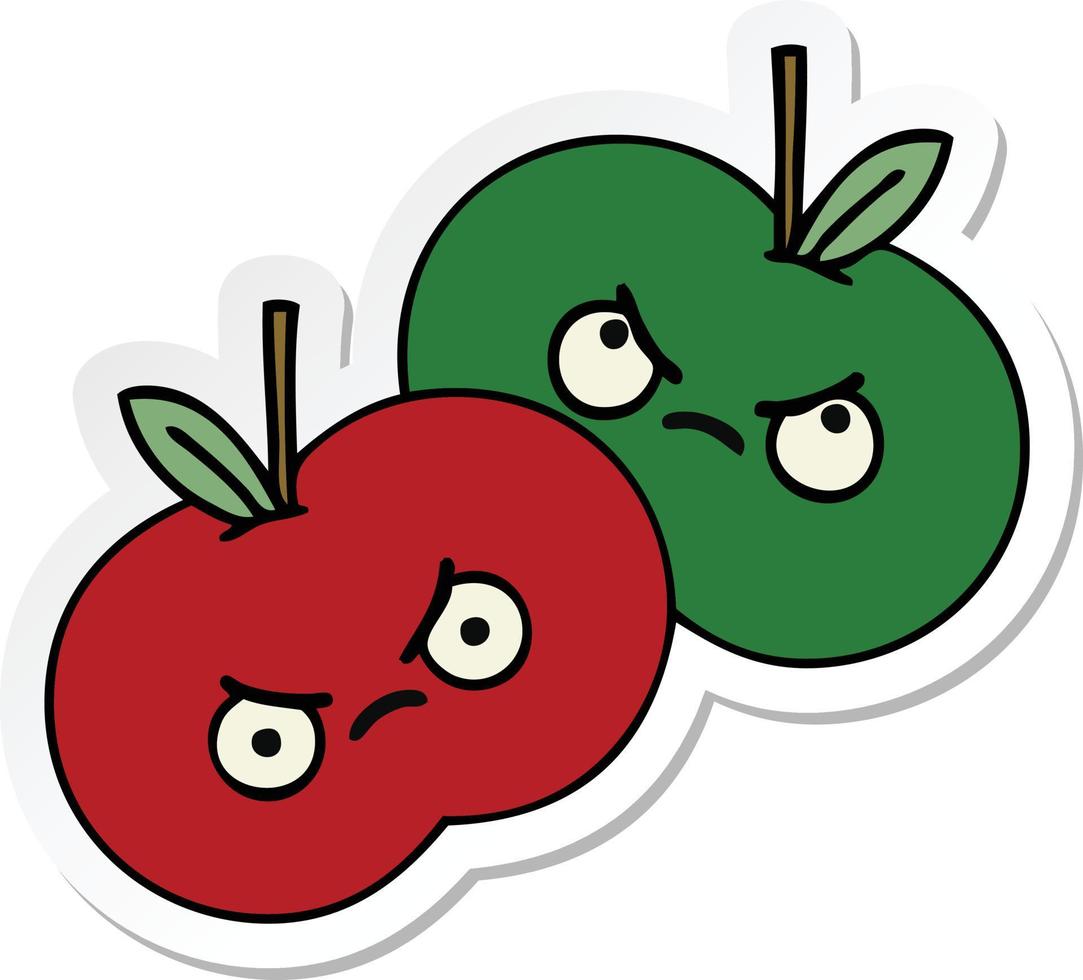 sticker of a cute cartoon juicy apple vector