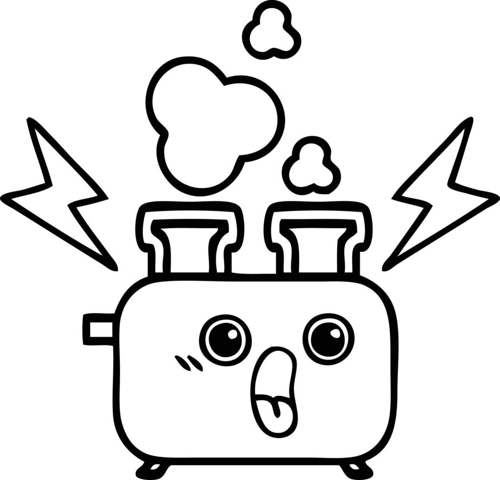 line drawing cartoon of a toaster vector