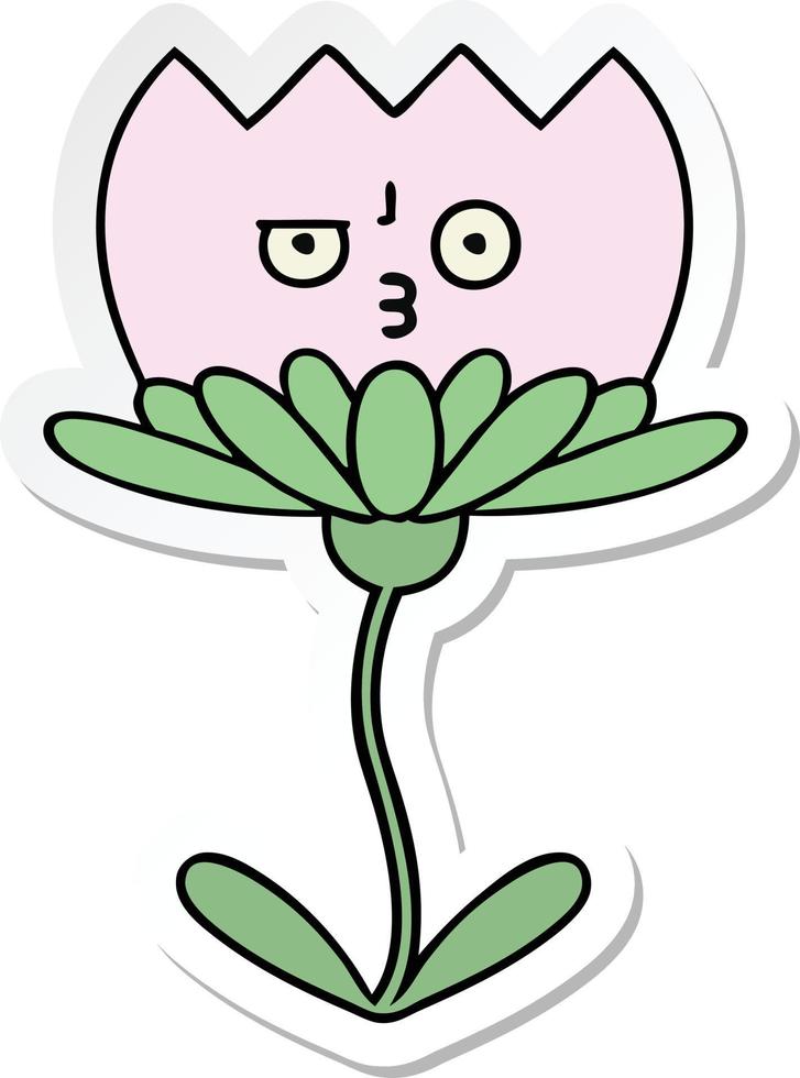 sticker of a cute cartoon flower vector