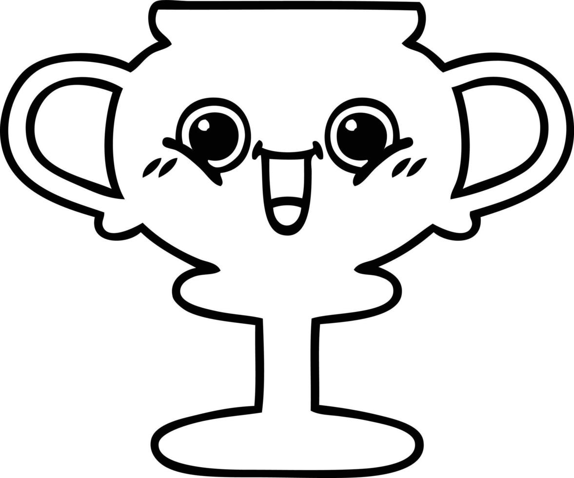 line drawing cartoon trophy vector