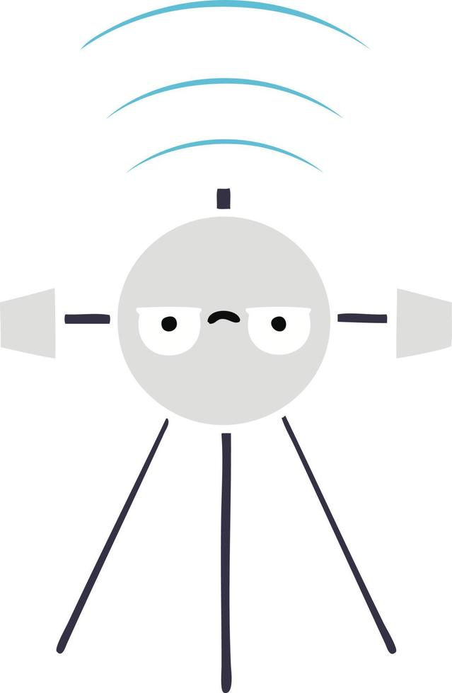 flat color retro cartoon satellite vector