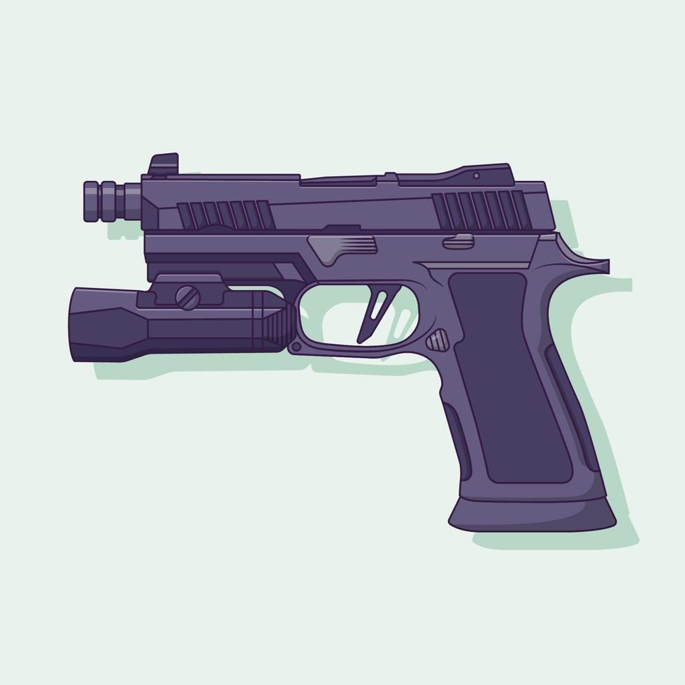 ilustración de icono de vector de pistola. vector de arma estilo de caricatura plano adecuado para la página de inicio web, pancarta, volante, pegatina, papel tapiz, fondo