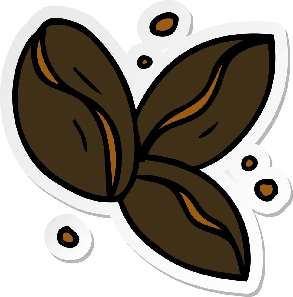 sticker cartoon doodle of three coffee beans vector