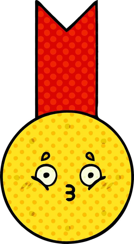comic book style cartoon gold medal vector
