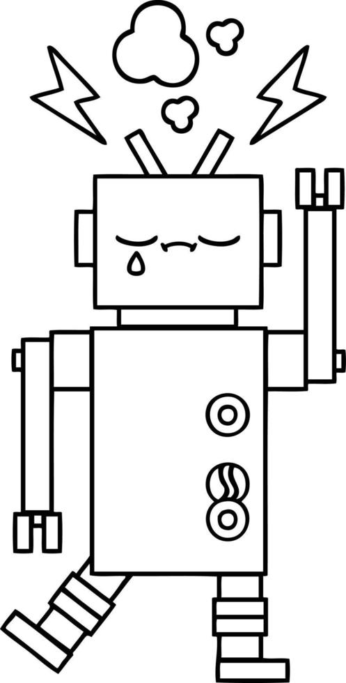 line drawing cartoon robot vector