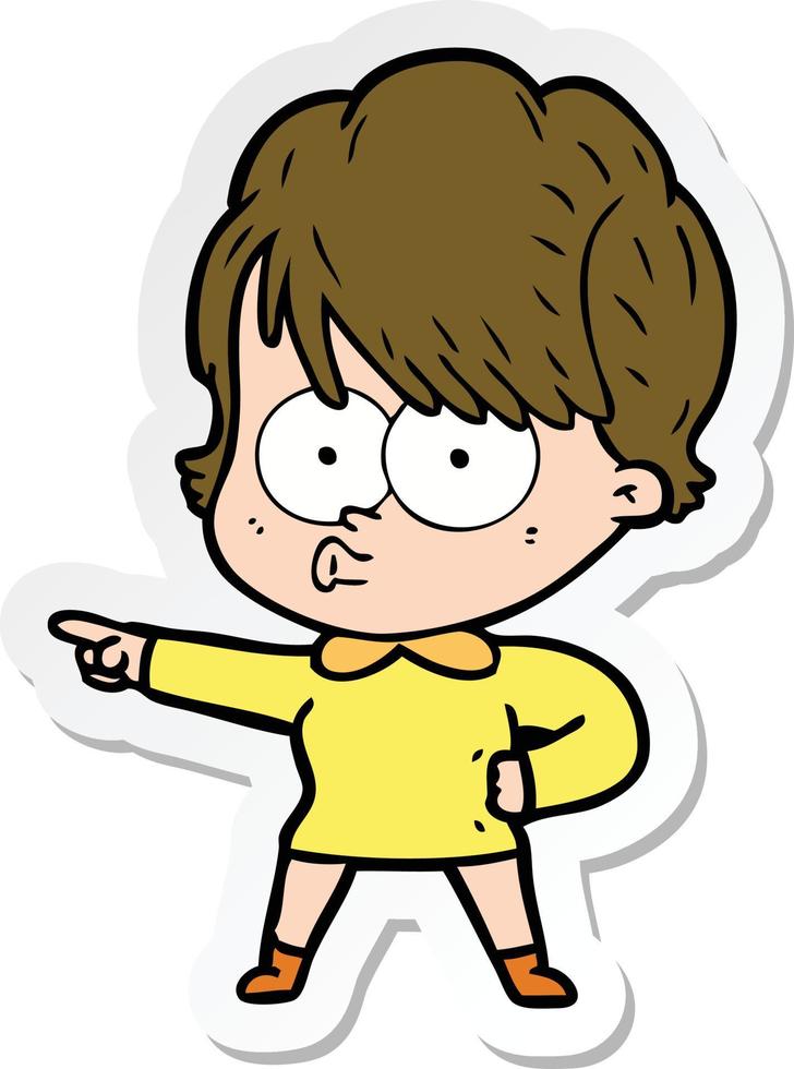 sticker of a cartoon woman vector