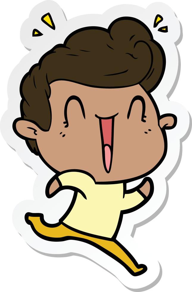 sticker of a cartoon excited man vector