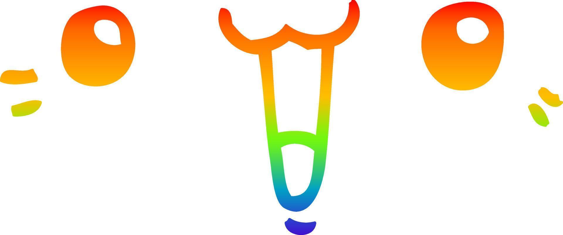 dibujo de línea de gradiente de arco iris cara de dibujos animados feliz vector