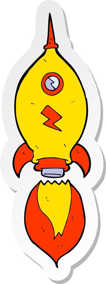 sticker of a cartoon spaceship vector
