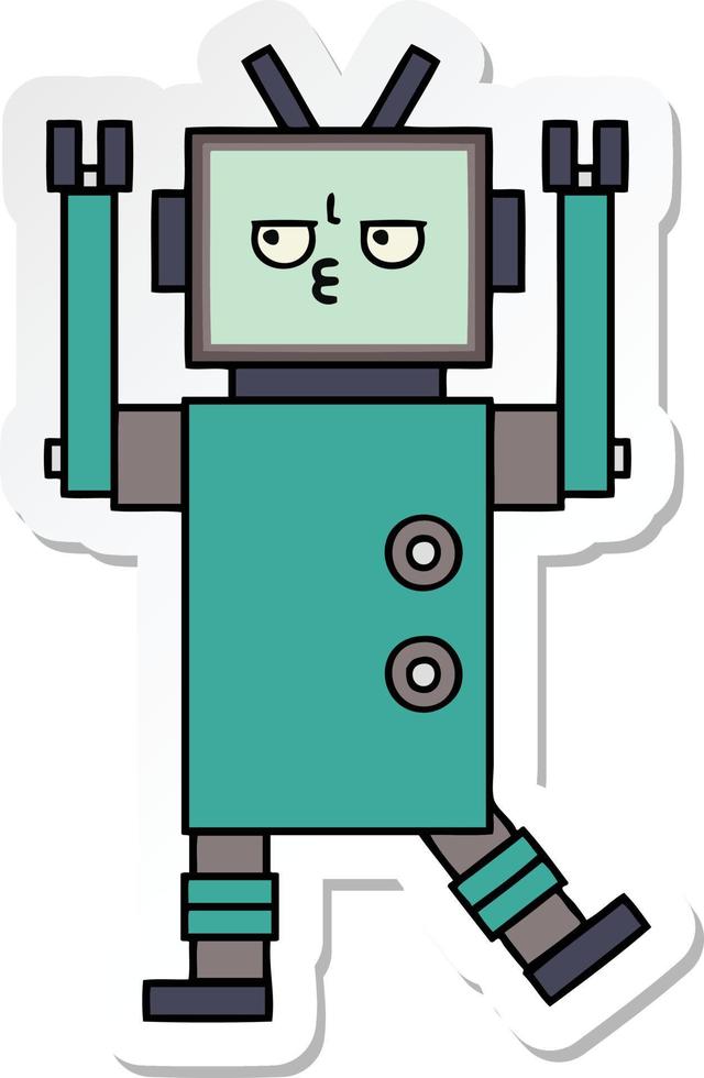 pegatina de un lindo robot de dibujos animados vector