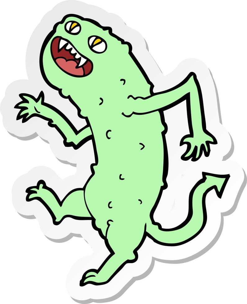 sticker of a cartoon monster vector