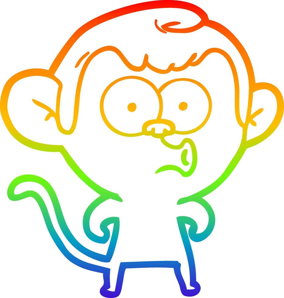 rainbow gradient line drawing cartoon hooting monkey vector