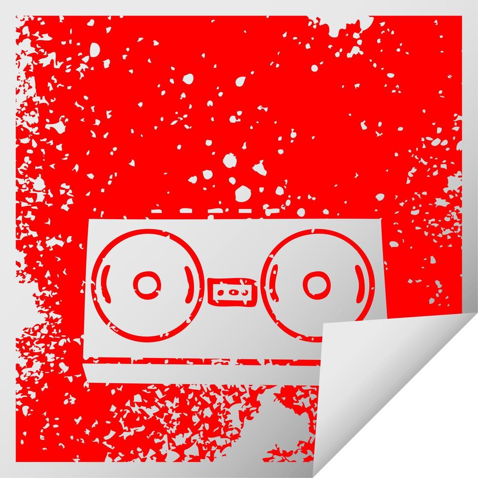 distressed square peeling sticker symbol retro radio vector