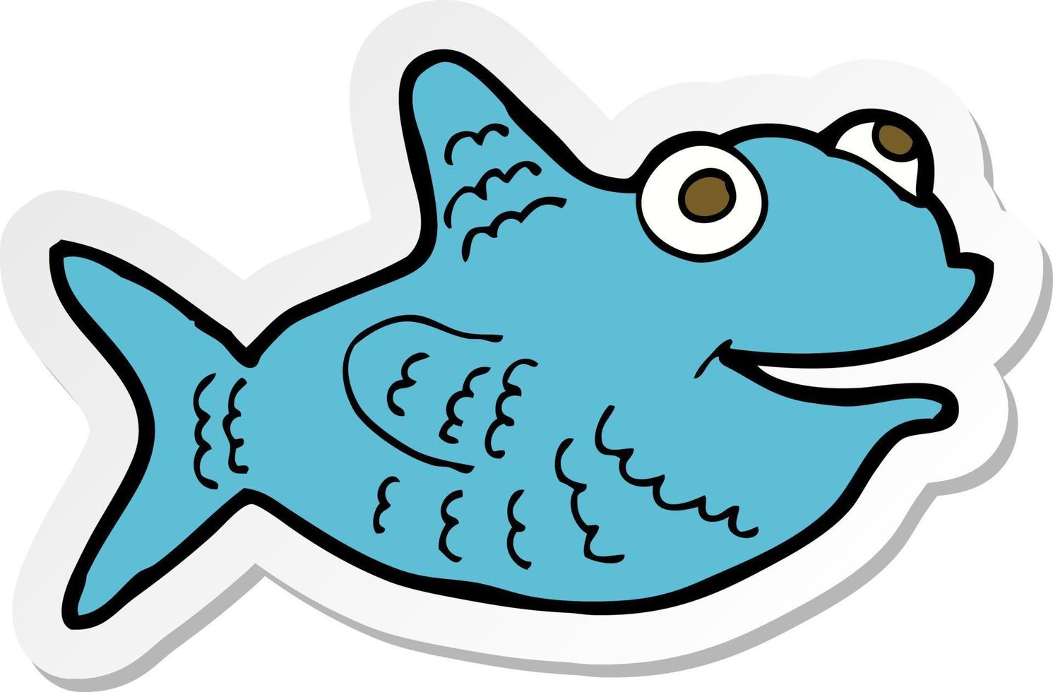 sticker of a cartoon happy fish vector